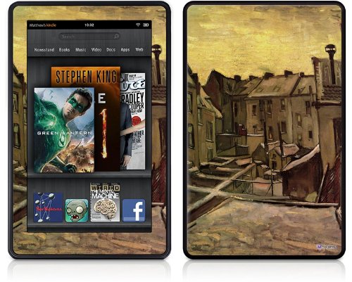 uSkins Amazon Kindle Fire (Original) Decal Style Skin - Vincent Van Gogh Backyards of Old Houses in Antwerp in The Snow