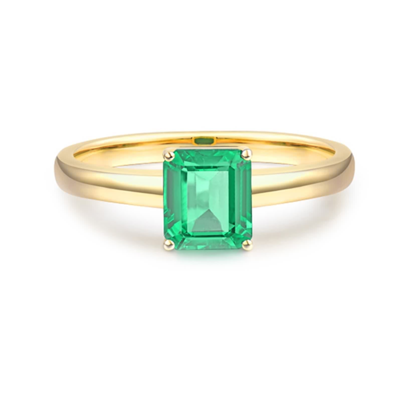Anillo de Esmeralda, Alianzas de Boda Oro Amarillo Esposa Novia para El Aniversario de San Valentin