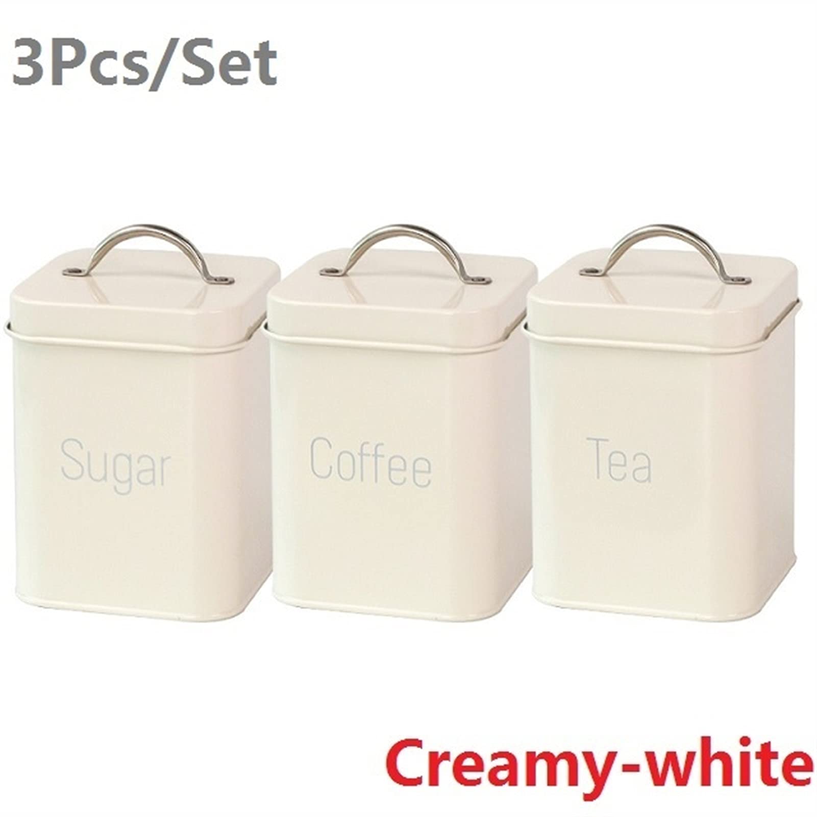 QINGGANGLING999 Kaffeedosen 3 stücke 10.6 * 10.6 * 14 cm weiße Blaue quadratische jar Kaffee Topf Tee Caddy Zucker aufbewahrungsbox Kaffeedose Luftdicht (Color : White)