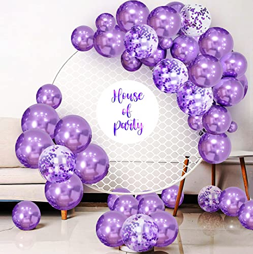 Image of Party Propz Purple Balloons For Birthday Decoration - Set of 15 Pcs Chrome Balloons and Confetti Balloons | Purple Birthday Decoration Items | purple Theme Birthday Decorations (Latex)