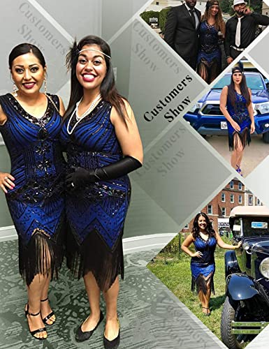 Meilun 1920S Sequined Inspired Beaded Gatsby Flapper Evening Dress Prom (M, Blue) #TOP1