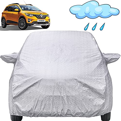 Image of Autofact Waterproof Car Body Cover Compatible with Renaults Triber (2019 to 2021) with Mirror Pockets (Shinning Silver)