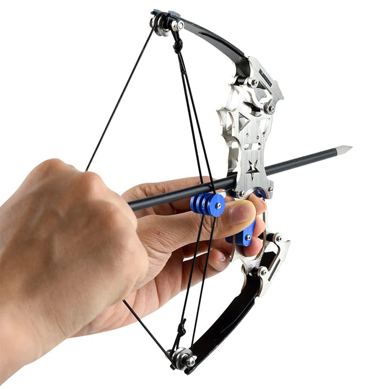 Large Archery Bow Set Mini Compound Bow Mini Hunting Bow Metal Material Catapult RH/LH for Hunting Shooting Practice Archery Entertainment