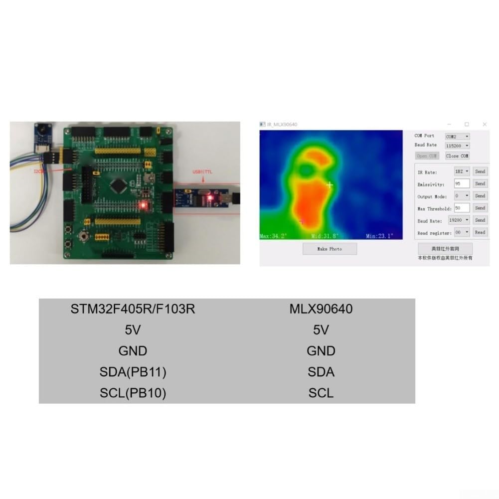 Sensore termico a infrarossi MLX90640 16x12 pixel per avvisi di intrusione di rilevazione di movimento e manutenzione predittiva (WX-MLX90640-D55)