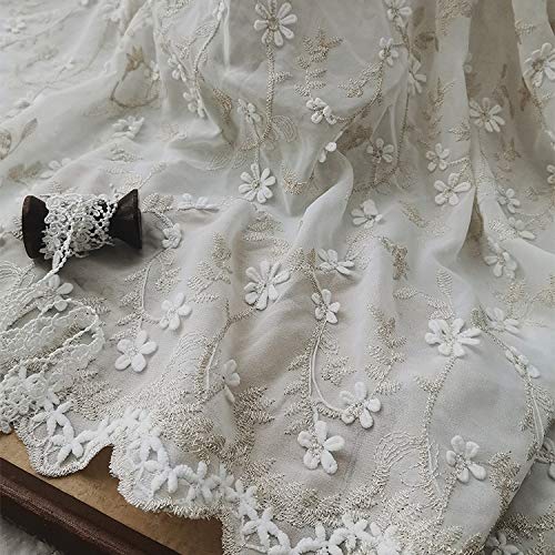 Amazon | 幅135cm x長さ90cm立体的な花柄とシルバーの裏地刺繍シフォン  