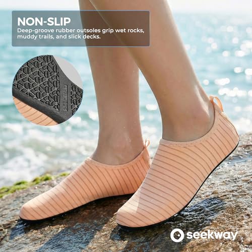 Image of SEEKWAY Water Shoes Women Men Adult Quick-Dry Aqua Socks Barefoot Non Slip for Beach Swim River Pool Lake surf Black SK002(U)