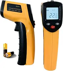 Termômetro Infravermelho Digital Industrial, LCD, -50°C a 380°C, Medição Sem Contato para Forno e Freezer