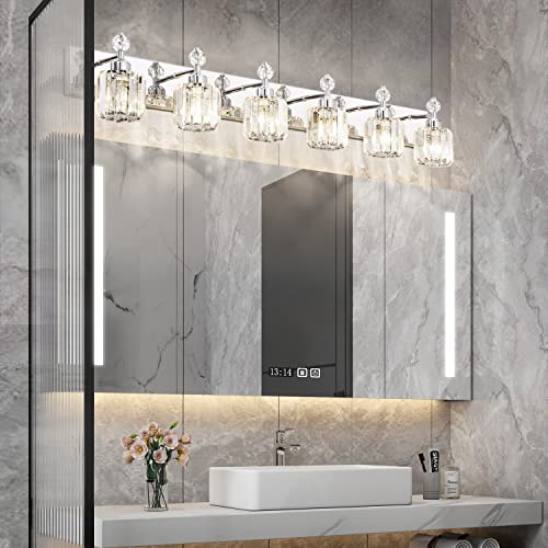PRESDE Crystal 6 Light Bathroom Vanity Lights Chrom Bathroom Lights Fixtures Over Mirror M - image 2