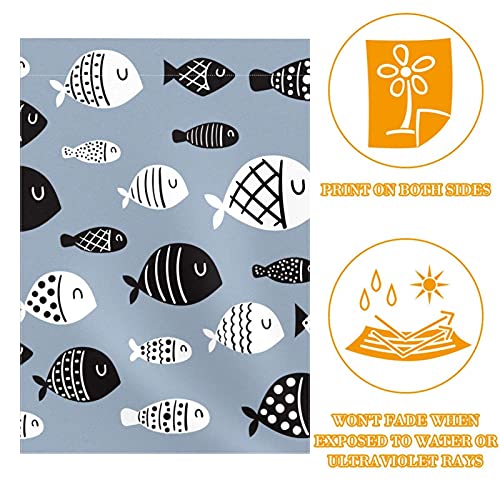 Drapeau de jardin double face motif poisson cartoon en polyester de qualité supérieure