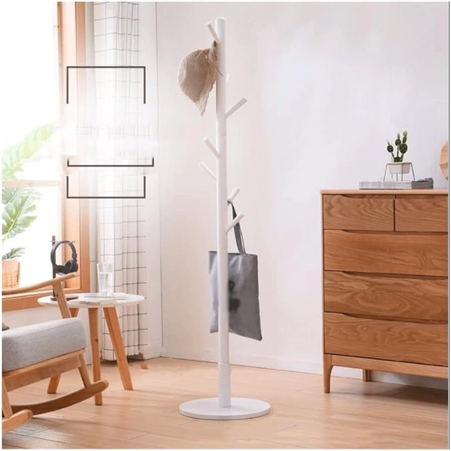 Porte-manteau bois blanc ELzEy contre le désordre d'entrée avec porte-parapluie