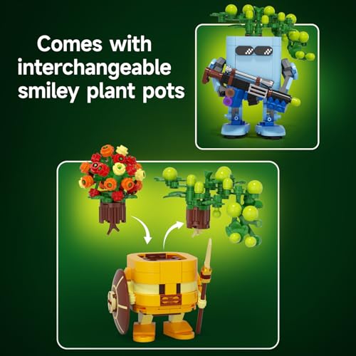 Image of JAKI Botanicals Warrior Brave Plants Building Toy Set - Medieval Knight Vintage Planter Design Interchangeable Pot DIY Succulent Desk Decor Birthday Gift Play & Display for Kids, Girls and Boys 12+