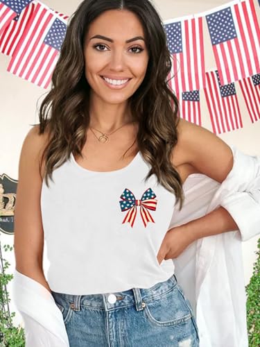 Image of Ithalt Womens American Flag Shirts 4th of July Outfits USA T-Shirt Patriotic Tank Shirt Fourth of July Sleeveless Tops