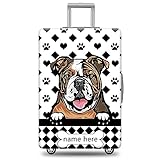 GUGLILI English Bulldog Luggage Cover Custom Dog Paws Hearts Suitcase Cover Diamond Lattice Geometric Check Printed Luggage Protector Fit 29-32 Inch