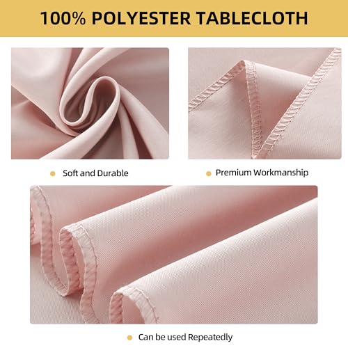 Image of 2-Pack 60x60 inch Dusty Pink Table Cloths, Solid Stain and Wrinkle Resistant Tablecloth, Premium Plain Weave Polyester Fabric Rectangle Table Linen Covers for Hotel, Banquet