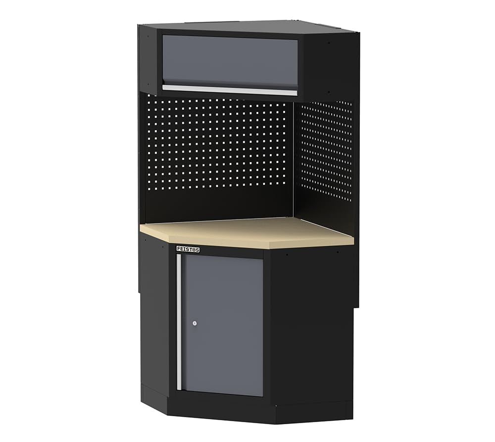 Werkstatteinrichtung Apollo Eckschrank 86x46x200 cm Schwarz Stahl