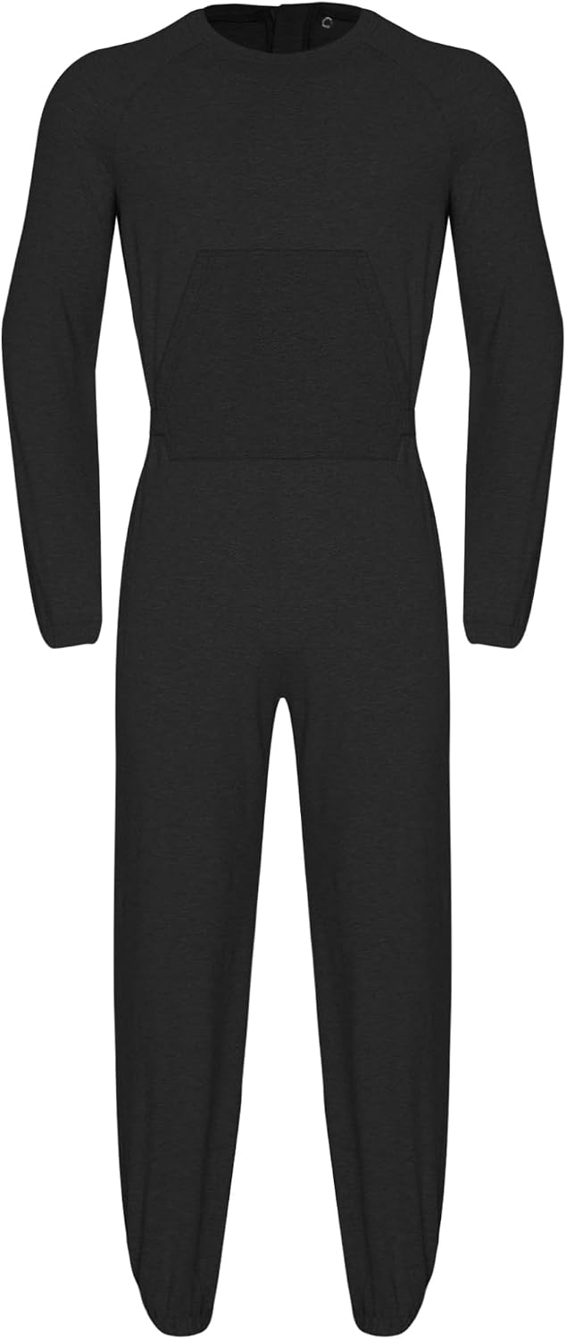 Jan Jean Unisex Men Elderly Long Sleeve Round Neck Alzheimer Patient Incontinence Care with Back-zipper