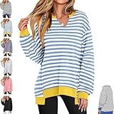 Photo Gallery zdouxuan felpa oversize da donna con scollo a v, manica lunga, leggera, a righe, comoda e ampia(yellow,l) Photo Gallery zdouxuan felpa oversize da donna con scollo a v, manica lunga, leggera, a righe, comoda e ampia(yellow,l)