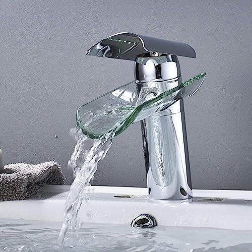 Grifo de cascada cromado que evita salpicaduras en el lavabo del baño 6