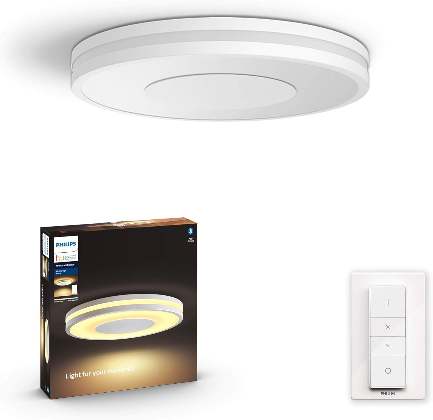 Being White Ambiance Smart Ceiling Light [White] with Dimmer Switch Included, with Bluetooth, Works with Alexa, Google Assistant and Apple Homekit