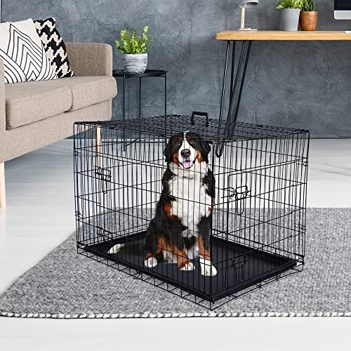 Zeny 36 Inch Dog Crate Double Door Folding Metal Dog Or Pet Crate Kennel With Tray And Handle #TOP1