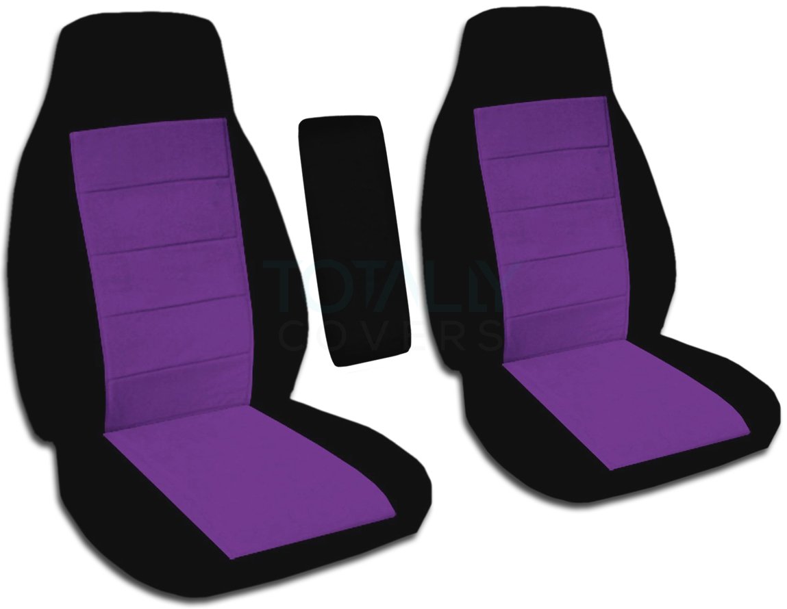 Totally Covers Compatible with 1998-2003 Ford Ranger/1998-2000 Mazda B-Series Two-Tone Truck Bucket Seat Covers w Center Armrest: Black and Purple (21 Colors) Regular Cab/XCab w/wo Lumbar/Recliner