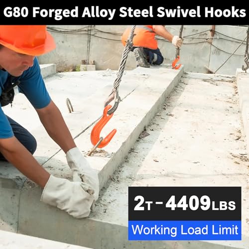 Leero 4409 Lbs (2 Ton) Safety Lifting Hook with Large Opening, G80 Alloy Steel Crane Hook for Equipment Lifting, Harbor Transport, Construction Work, 2 Pack, Orange - Thumbnail 4