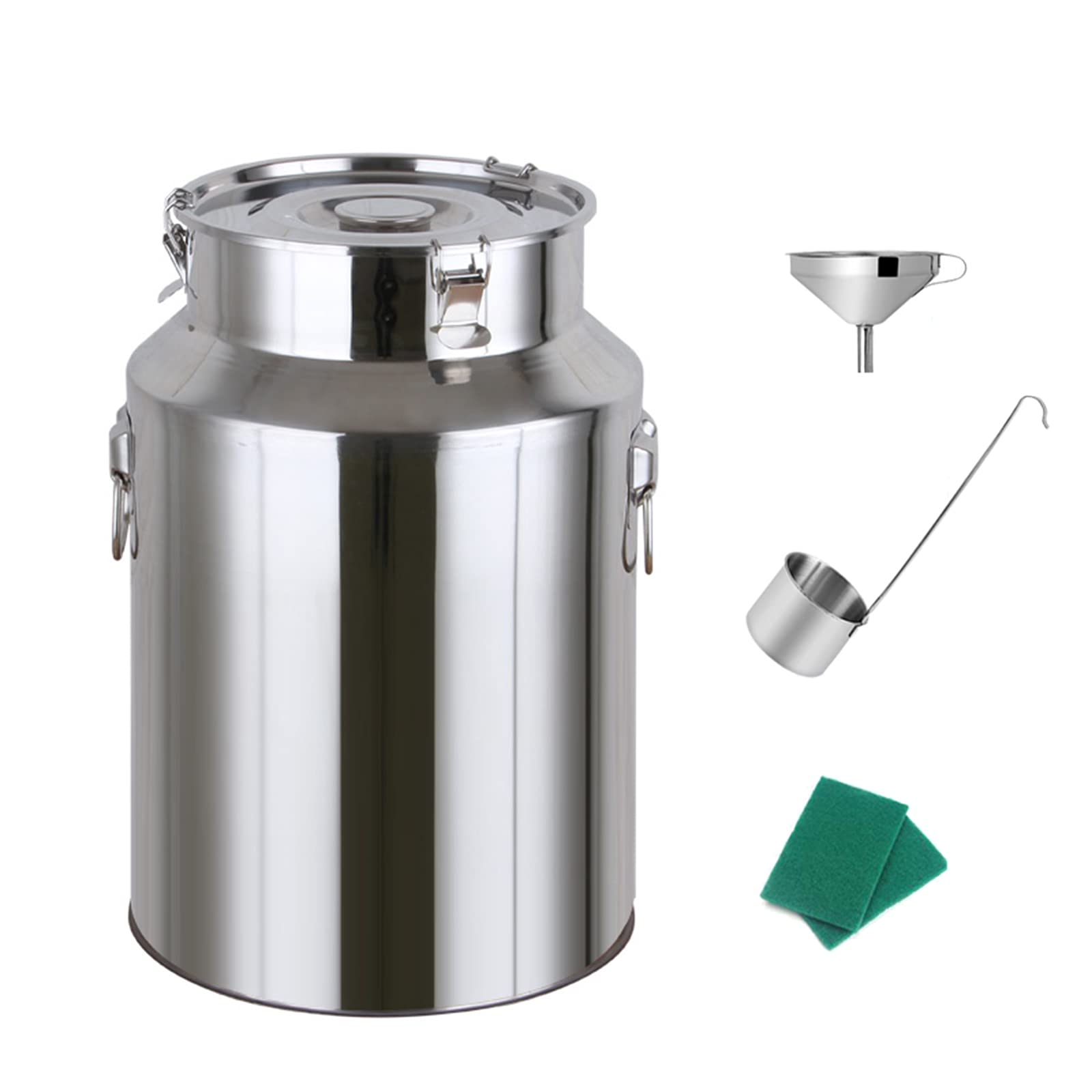 WOTZOV Stainless Steel Fermenters Wine Barrel 28L-88L Milk Can Sealing Oil Barrel Tea Canister Liquid Solid Storage Container,28L，64L(40X54cm)