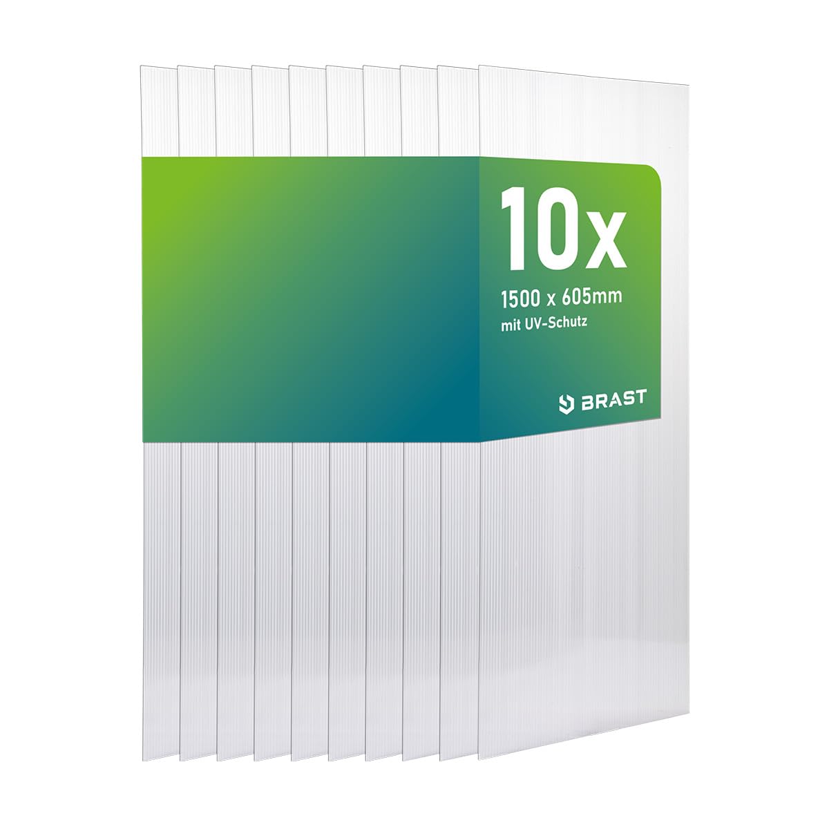 BRAST Doppelstegplatten Hohlkammerplatten 6mm | viele Varianten | Polycarbonat | 121x60.5cm - 150x60.5cm | UV-beständig bruchstabil & zuschneidbar | 150x60.5cm - 10er Set transparent