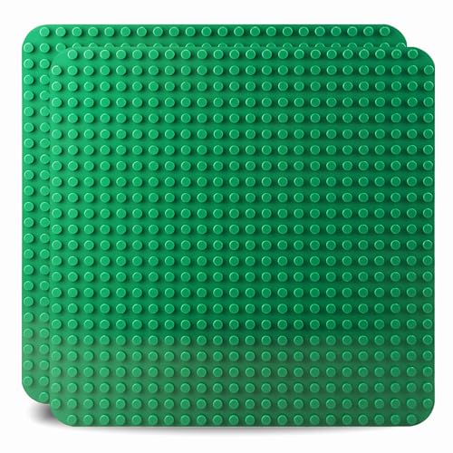 HUIZDQ 2 Große Bauplatte Kompatibel mit Bausteinen 38 4 x 38 4 cm Classic Grundplatte mit 24 x 24 Noppen Grundplatten-Set für Klemmbausteine Mädchen und Jungen Grün