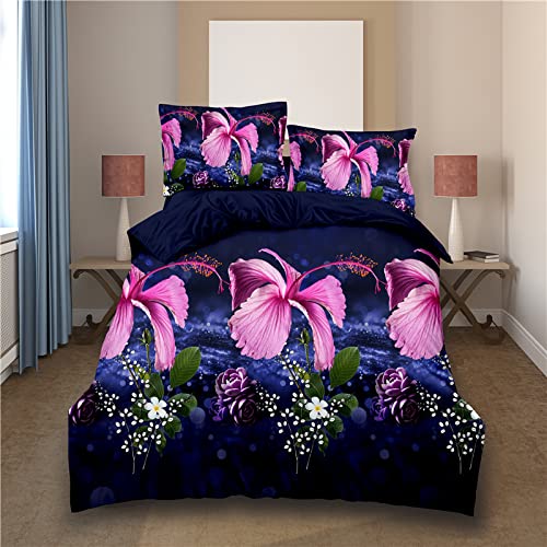 Funda de edredón impresa en 3D tacto seda, textil de cama floral exclusivo de 135x200cm