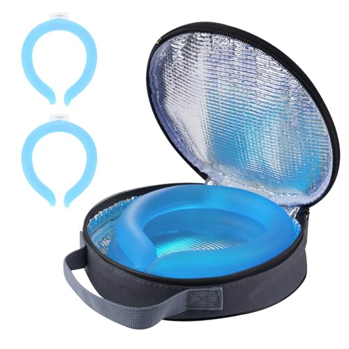 2PCS PCM Neck Cooling Tube with Insulated Bag Reusable Ice Ring Neck Cooler Wrap Wearable Cooling Neck Ring for Hot Summer Weather Outdoor Work TPU Freezable Collar (Blue*2)