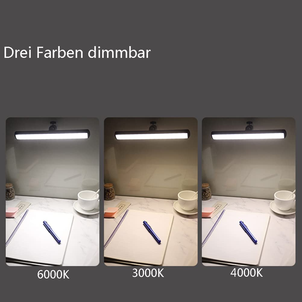 Lampada da lettura a LED, barra luminosa a LED dimmerabile al tocco, luce da lettura con batteria ricaricabile USB incorporata Lampada da cucina da 2000 mAh, lampada da specchio, 32 cm