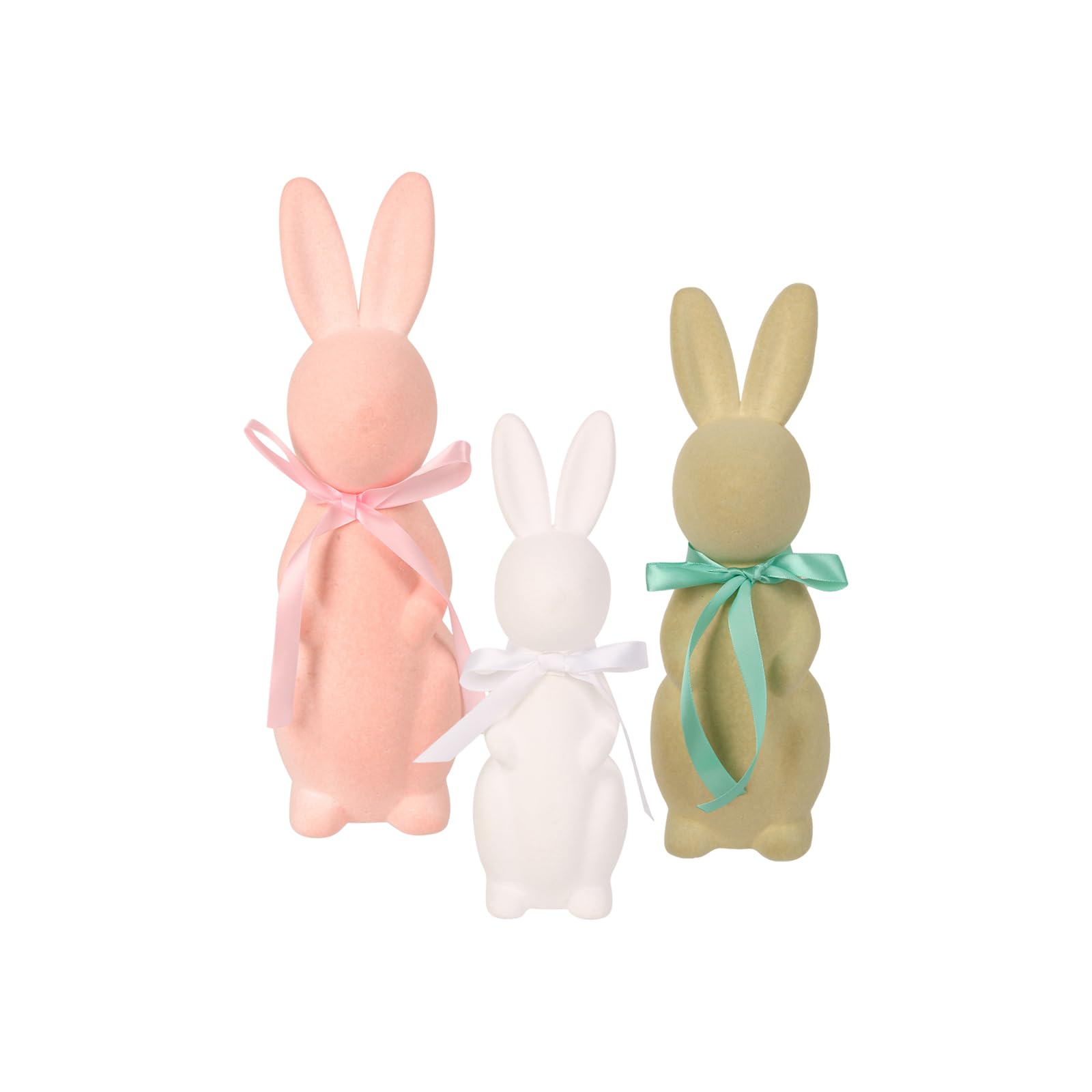 Statuetta pasquale floccata, decorazione da tavolo, regalo di Pasqua, statua di coniglio in schiuma per mensola, soggiorno, scrivania, camera da letto, libreria Roba per La Scuola (C, One Size)