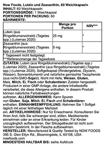NOW Lutein & Zeaxanthin, 60 Softgels - Image 2