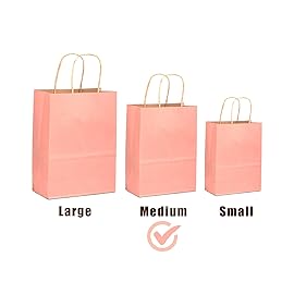 qiqee 32-Packs Bright Pink Paper Gift Bags with Handles Bulk 7.6x4.75x10.5 Medium Size Gift Bags Multiple Uses