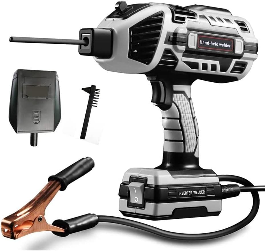 PROTOW Handheld Arc Welder,110V Portable Welder Handheld with Pure Brass Clips Portable ARC Welder Gun, Fits for 2.5/3.2 Welding Rods (Grey)