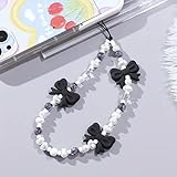 Black Bow Beaded Mobile Phone Chain, Women’s Mobile Phone Chain, Replacement Chain- For Everyday Use & Outdoor Activities