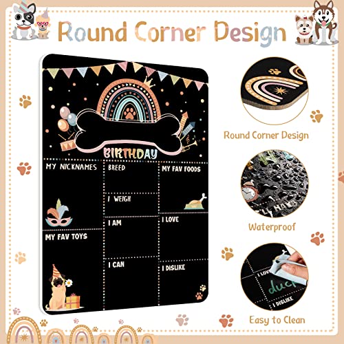 Dog Birthday Chalkboard Boho Themed Dog Birthday Photo Props Rainbow Dog Milestone Chalkboard Sign for Birthday Party Supplies Double Sided Reusable Erasable 14 x 10 Inch