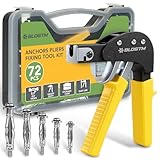 BLOSTM 72 Pezzi Fissaggi Per Pareti Vuote E Strumento Di Impostazione Dell'ancoraggio A Parete Rivettatrice Manuale Pinza Per Cartongesso - Ancoraggi Per Imbarco In Gesso