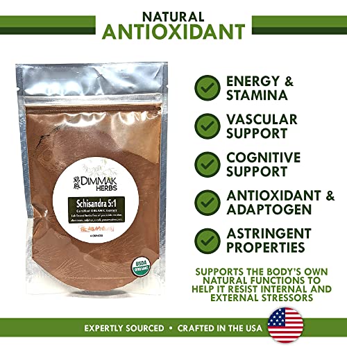Organic Schisandra 5:1 Extract Powder 4Oz | Schizandra Berry / Wu Wei Zi / Schisandra Chinesis Lab Tested Usda Certified 4Oz/112G By Dimmak Herbs #TOP2