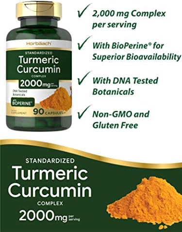 Turmeric Curcumin with Black Pepper | 2000 mg 90 Capsules | Non-GMO, Gluten Free Supplement | by Horbaach