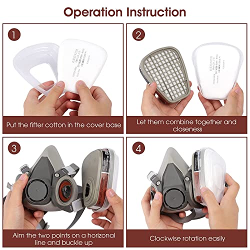 Wakyflx Reusable Full Face Cover - 6800 Full Respirаtor Face Cover,For Paint, Against Dust,Chemicals, Formaldehyde, Polishing,Staining,Car Spraying,Sanding &Cutting （With Half Face Cover） #TOP5