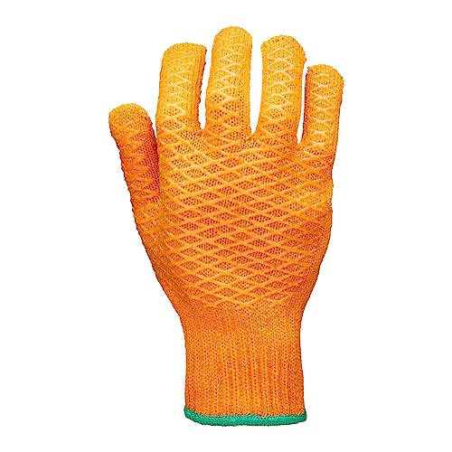 Image of Blackrock Criss Cross PVC Textured Gripper Safety Work Gloves, Men's And Women's Workwear Gloves, Orange Cotton Work Gloves, Ideal For Winter Work, Building, Construction, Handling - Size L/XL