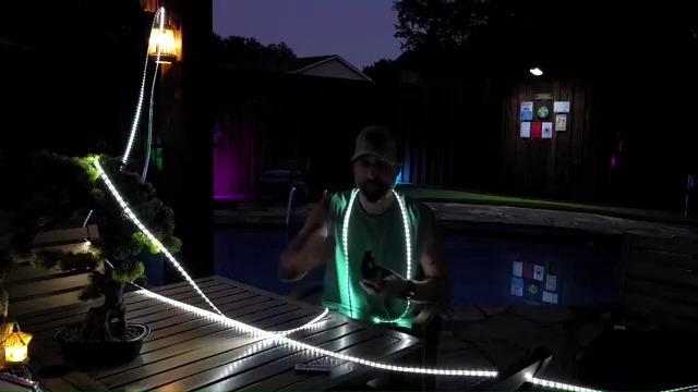 Image of Solar Led Strip Lights Outdoor, 50ft 840LED Solar Rope Lights Self-Adhesive Waterproof, 8 Mode with Remote Timer and Auto On /Off, Perfect for Deck, Patio, Poolside, Camping Decor, Cold White