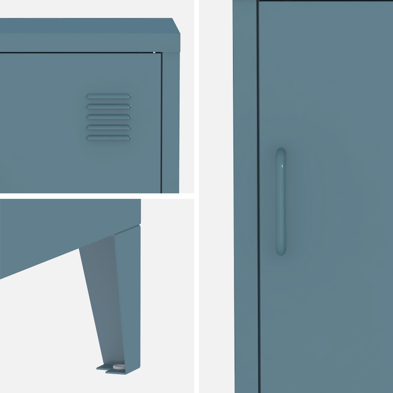 sweeek - Lot de 2 Tables de Chevet en Acier 1 Porte. Bleu pétrole. casier. L 38 x P 38 x H 55.7 cm