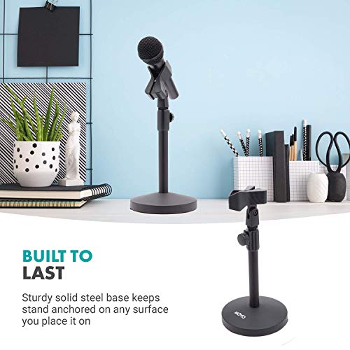 Movo Tmc-5 Heavy Duty Desktop Microphone Stand With Weighted Round Base And Mic Holder For Desk - 16" Extendable Microphone Desk Stand - Compact Metal Desktop Mic Stand For Podcasts, Gaming #TOP3