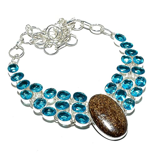 Collier quartz marron et topaze bleue, le bijou idéal pour sublimer vos soirées