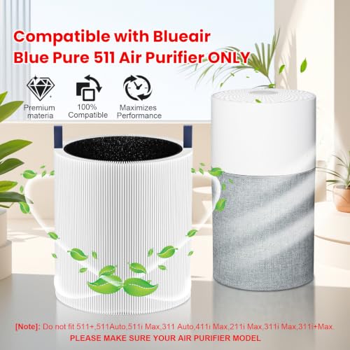 Image of 3 Pack 511 Replacement Filter Compatible with Blueair Blue Pure 511 Air Purifier, True HEPA Filter Particle and High-Efficiency Activated Carbon Filter for Home Large Room(Not Fit 511 Auto /511i max)