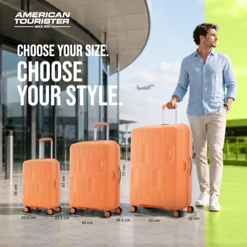 Image of American Tourister Ivy 2.0|Medium Size Check-in Spinner Trolley Bag (68 cm)|360 8 Wheel Travel Luggage|Hard Case Polypropylene (PP) Suitcase|Combination Lock|Tan Orange