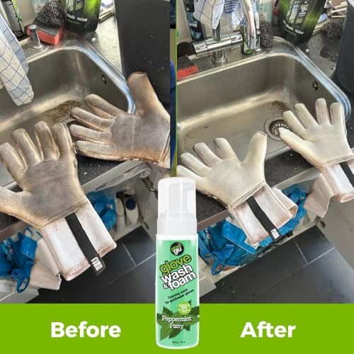 gloveglu Peppermint Parry Torwarthandschuh Wash & Foam, Pfefferminzduft, 200 ml, schäumender Reiniger für Torwarthandschuhe